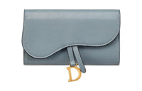 DIOR Saddle Goatskin Wallet Women's Cloud Blue