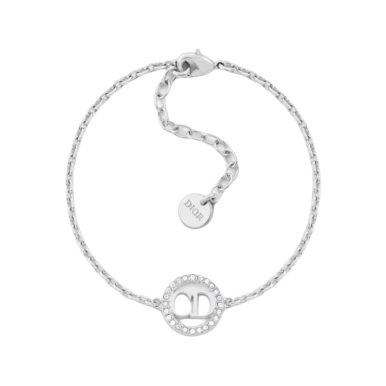 DIOR Metal Faux Crystal Bracelets Unisex Silver
