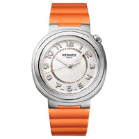 HERMES Cut Collection Wrist Watch Automatic Mechanical Movement Rubber Strap 36mm White Dial Women's Watch