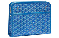 GOYARD JOUVENCE Canvas With Leather Travel Storage Bag Clutch Toiletry Bag Medium Size Unisex Blue