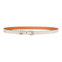 HERMES Leather Metal Leather Belts Women's White 1.5CM