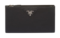 PRADA Leather Wallet Large Size Women's Black