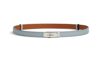 HERMES Calfskin Leather Belts Women's Blue Width 1.8cm