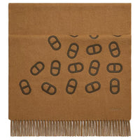 HERMES Cashmere Knit Scarves Unisex Camel