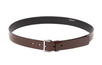 PRADA Embossed Label Pin Buckle Leather Belts Men's Brown