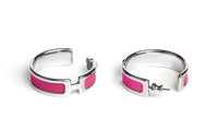 HERMES Goatskin Palladium-Plated Metal Earrings Women's Rose Red