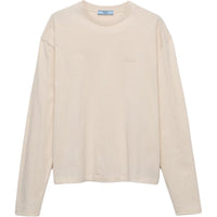 PRADA Drop Shoulder Sleeve T Shirt Women's Pink Mist White