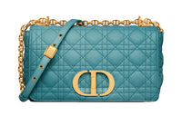 DIOR Caro Sheepskin Handbag Shoulder Bag Crossbody Bag Medium Size Women's Sky Blue
