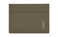 SAINT LAURENT Grained Calfskin Card Holder Men's Dark Khaki