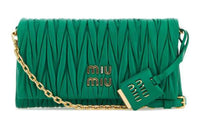 MIU MIU Nappa Leather Shoulder Bag Crossbody Bag Women's Green
