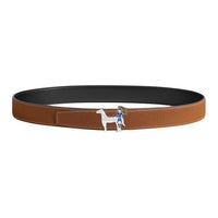 HERMES Leather Belts Men's Black/Gold Width 3.2cm