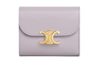 CELINE Triomphe Calfskin Wallet Small Size Women's Light Purple Lilac
