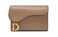 DIOR Sheepskin Card Holder Trumpets Women's Warm Taupe