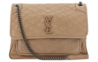 SAINT LAURENT Niki Leather Crossbody Bag Shoulder Bag Large Size Women's Brown
