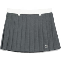 MIU MIU Pleated Mini Skirt Grey