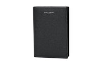 SAINT LAURENT Grained Leather Passport Clutch Wallet Regular Unisex Black