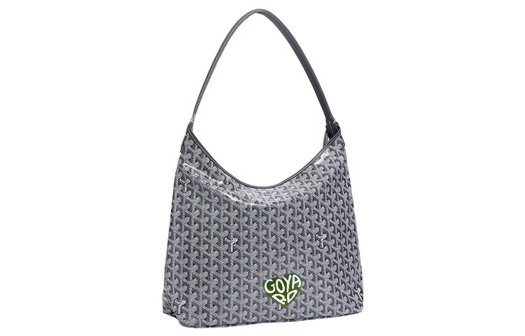 GOYARD Bohème Hobo Canvas With Leather Hobo Bag Shoulder Bag Shoulder Bag Women's Gray/Dark Green Heart Edition
