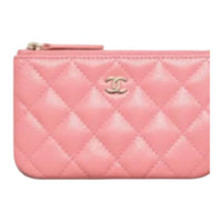 CHANEL Calfskin Clutch Small Size Women's Light Pink Red