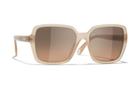CHANEL Acetate Irregular Shape Sunglasses Women's Beige
