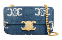 CELINE Denim With Lambskin Crossbody Bag Shoulder Bag Women's Marine Blue