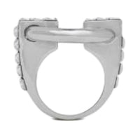 SAINT LAURENT Brass Glass Metal Faux Crystal Rings Women's Silver