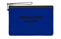 SAINT LAURENT Leather Wristband Clutch Unisex Blue/Black