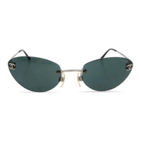 CHANEL Metal Acrylic Cat Eye Sunglasses Unisex Black