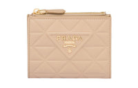 PRADA Leather Wallet Mini Women's Sand Beige Yellow