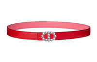 HERMES Maillon Bubble Buckle Silver Smooth Buckle Calfskin Double-Sided Leather Belts Women's Pink Width 24mm
