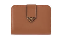 PRADA Calfskin Wallet Trumpets Women's Brown