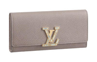 LOUIS VUITTON Leather Wallet Unisex Taupe