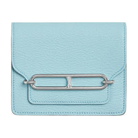 HERMES Roulis Mysore Goat Skin Wallet Women's U2Bleu Zephyr Breeze Blue