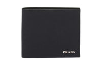PRADA Saffiano Leather Double-Fold Wallet Men's Black