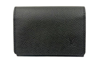 LOUIS VUITTON Needle Palm Leather Card Holder Men's Black