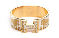 HERMES Enamel Gold-plated Bangles Women's Gold