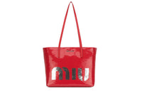 MIU MIU Sequins With Leather Tote Bag Shopping Bag Handbag Women's Red