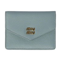 MIU MIU Cow Leather Card Holder Unisex Light Green