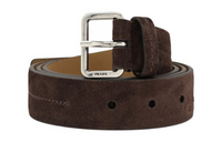 PRADA Badge Carving, Pin Buckle Leather Belts Men's Brown