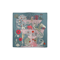 HERMES Silk Scarves Women's Gray Blue