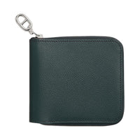 HERMES Zipengo Evercolor Calfskin Wallet Women's V0 Vert Rousseau Lut Rouge