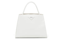PRADA Shinny Leather Soft Sheepskin Lining Handbag Women's White