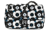 CHANEL Sequins Flap Bag, Crossbody Bag, Shoulder Bag Small Size Women's Black & White & Blue