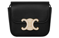 CELINE Triomphe Shiny Calfskin Shoulder Bag Crossbody Bag Mini Women's Black