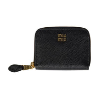 MIU MIU Cow Leather Wallet Women's Black