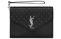 SAINT LAURENT CASSANDRE Calfskin Wrist Bags Clutches Women's Black