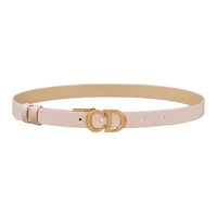 DIOR Emblem Design Smooth Buckle Leather Belts Women's Pink/Brown Width: 2cm
