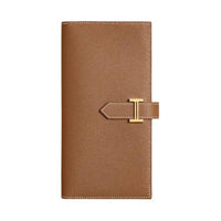 HERMES Bearn Madame Calfskin Wallet Women's 37 Gold Gold Brown