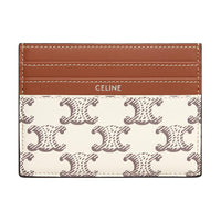 CELINE Canvas With Calfskin Card Holder Large Size Men's Tan & Beige