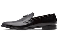 PRADA Brushed Leather Loafers Black Men's