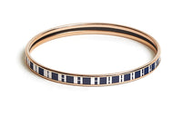 HERMES Enamel Rose Gold-Plated Bangles Women's Dark Blue